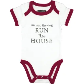 Run The House Burgundy Trimmed Bodysuit