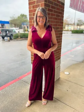 Save The Date Ruby Velvet Jumpsuit