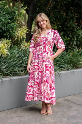 Selma Maxi Dress: Passion Floral - Pink