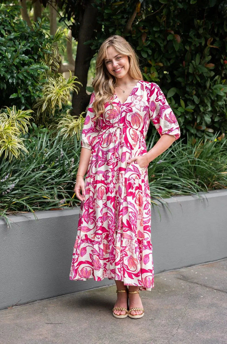 Selma Maxi Dress: Passion Floral - Pink