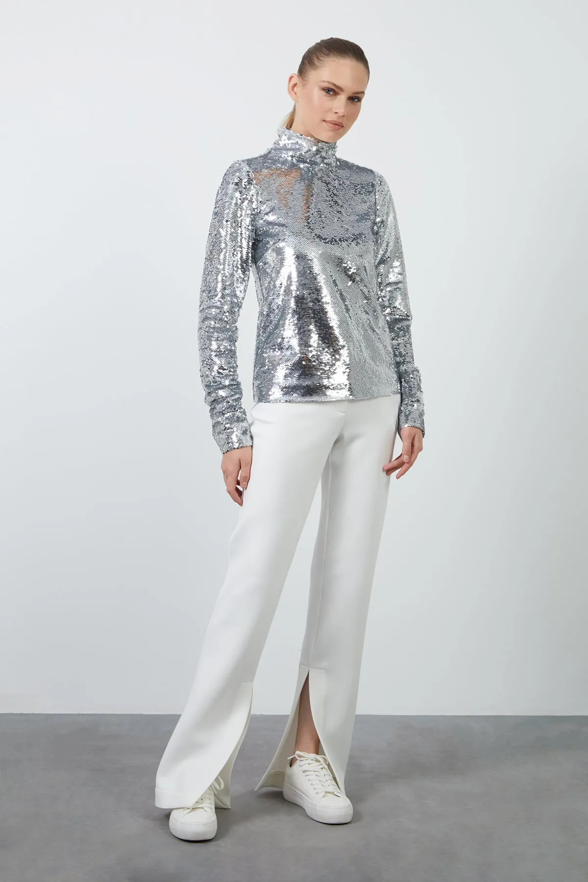 Sequined Grey Blouse