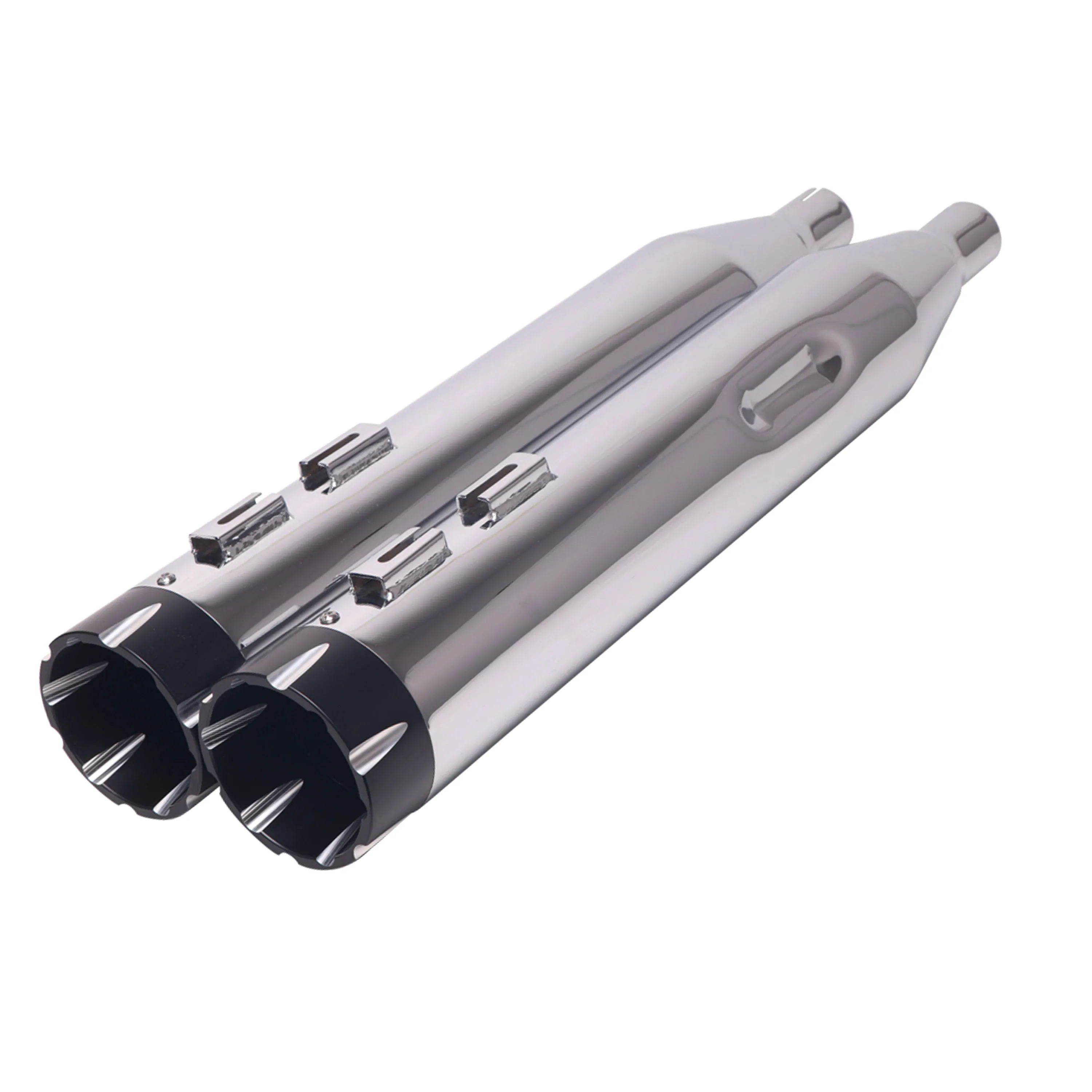 Sharkroad 4.5” Chrome Slip On Mufflers Exhaust for Harley Touring 1995-2016 Pro-Baffle