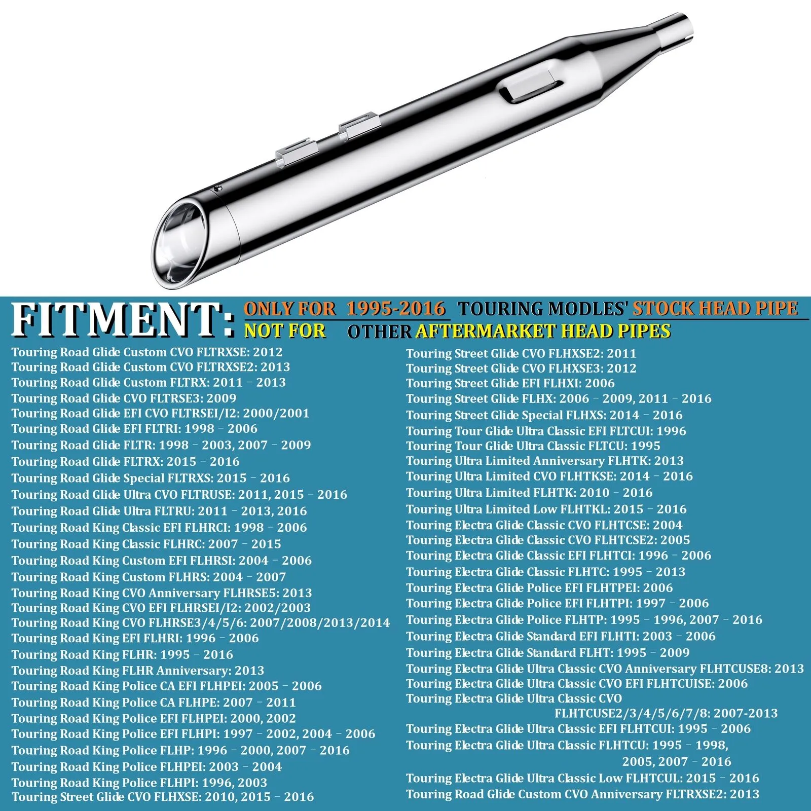 Sharkroad 4.5” Chrome Slip On Mufflers Exhaust for Harley Touring 1995-2016 Pro-Baffle
