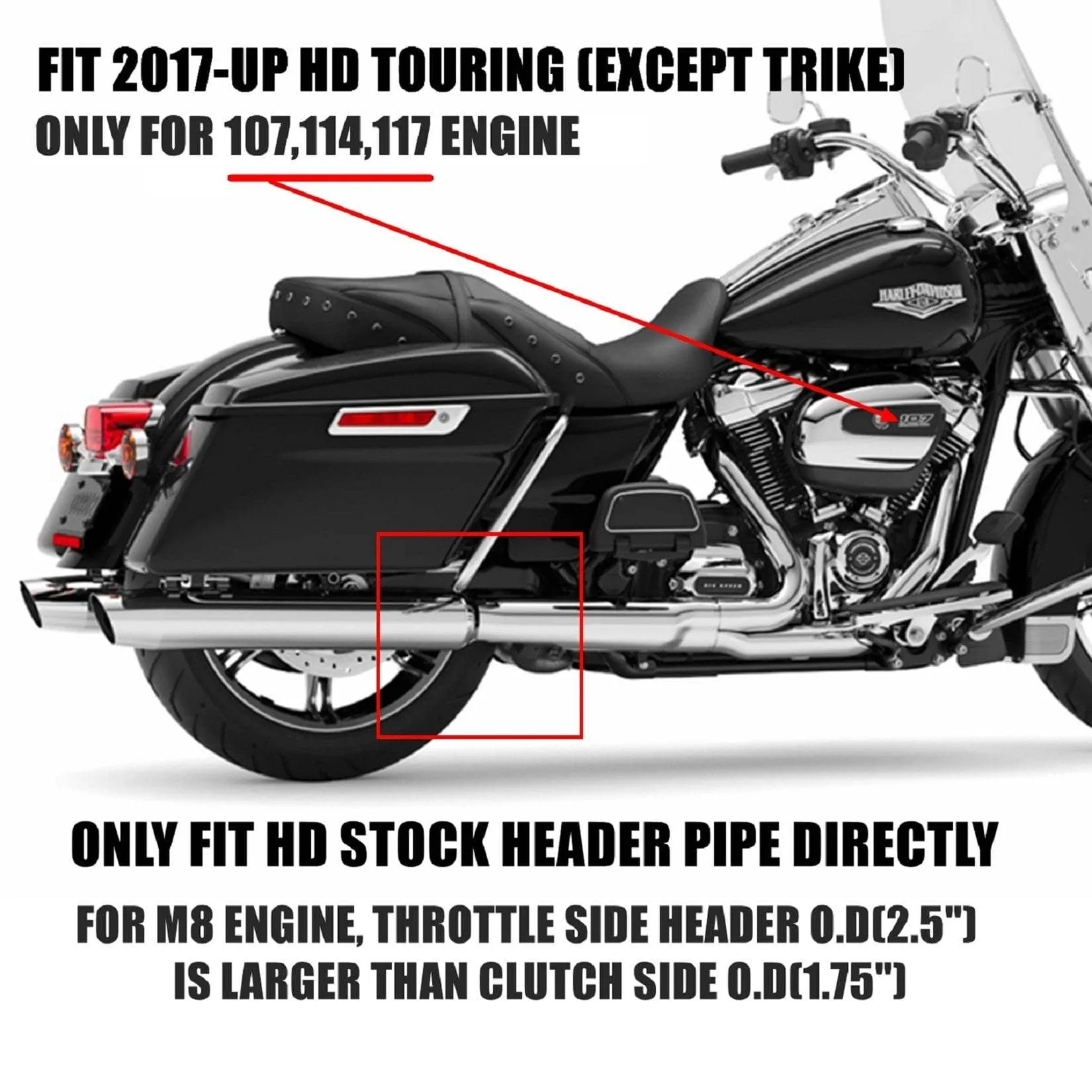 Sharkroad Harley Touring M8 2017-2024 4.0” Black Slip On Mufflers BACK ORDER