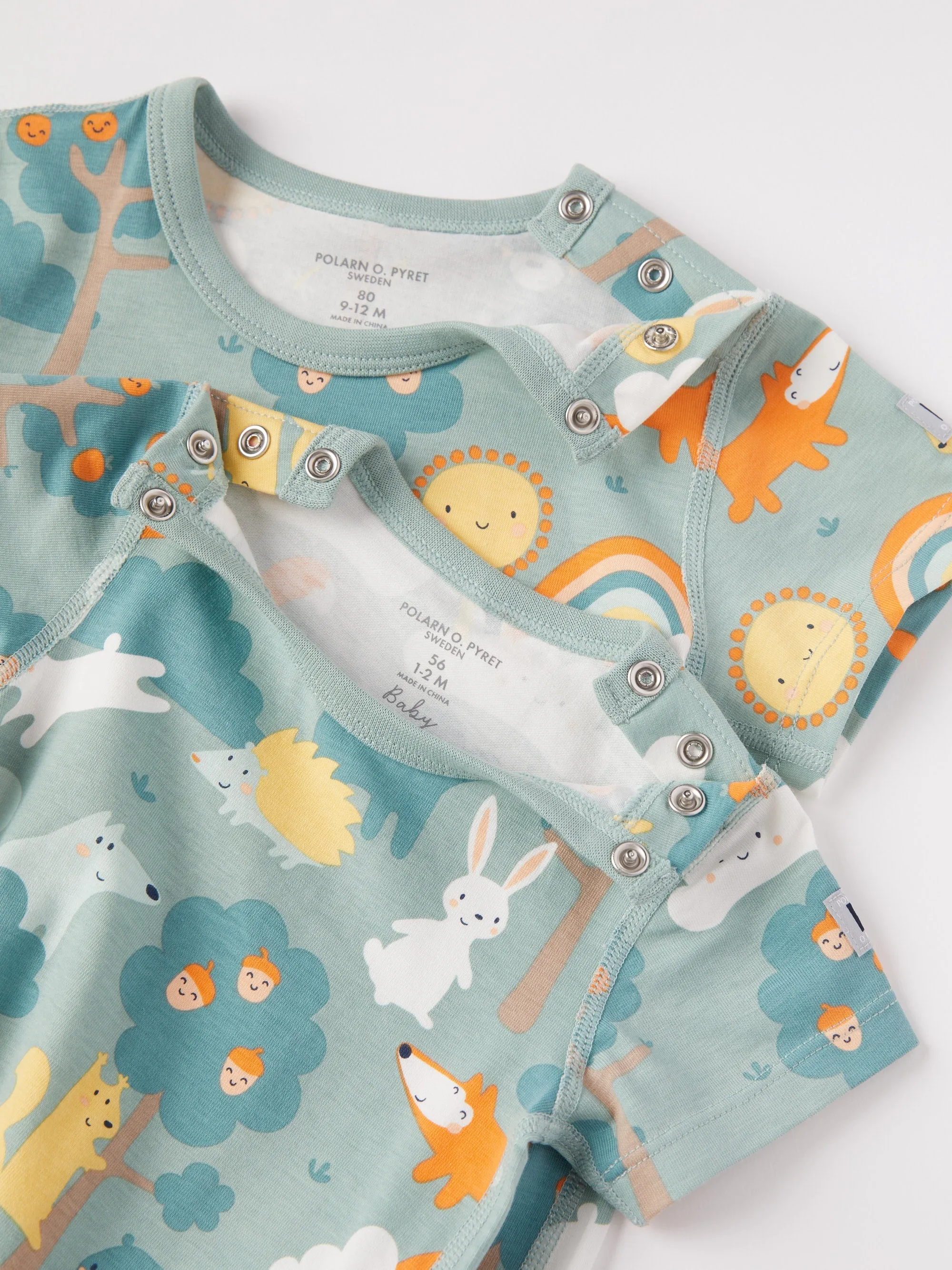 Short Sleeve Forest Animal Print Babygrow