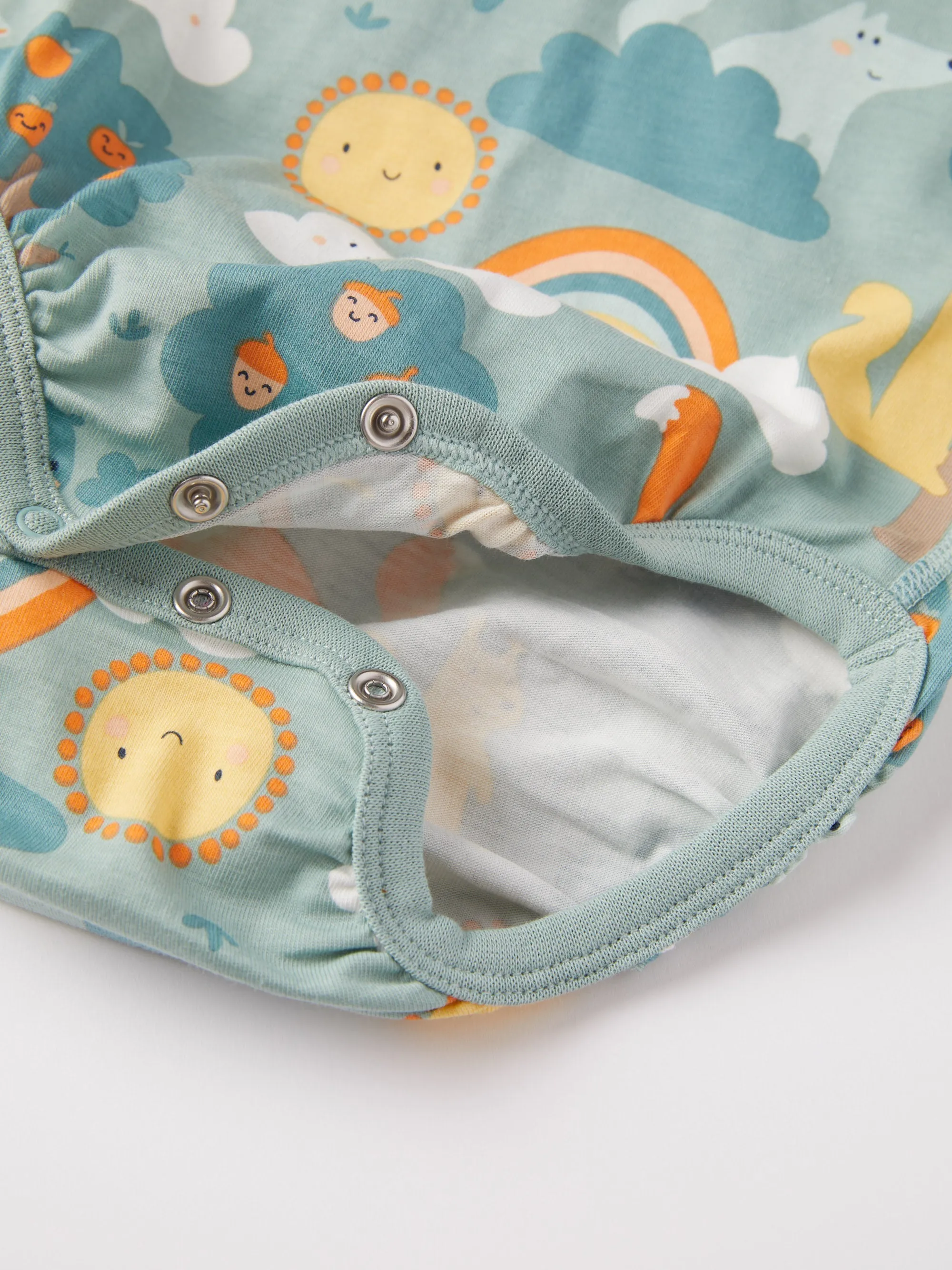 Short Sleeve Forest Animal Print Babygrow