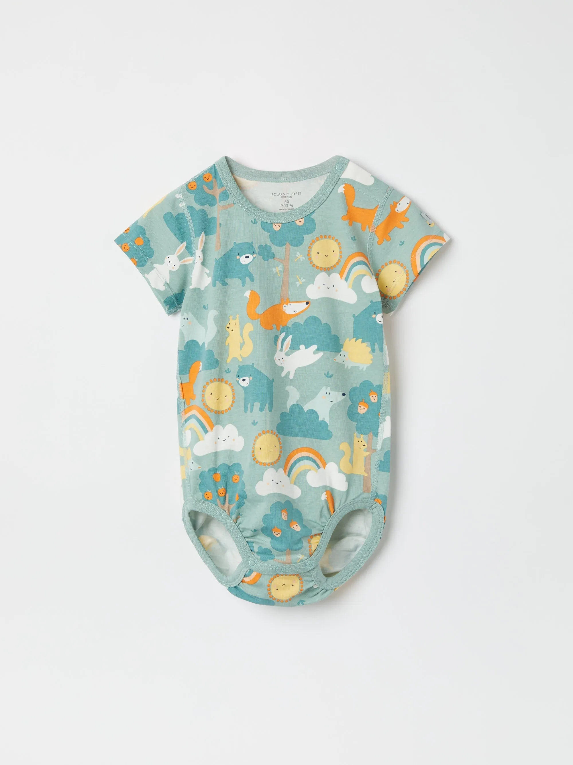 Short Sleeve Forest Animal Print Babygrow