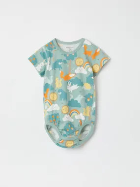 Short Sleeve Forest Animal Print Babygrow