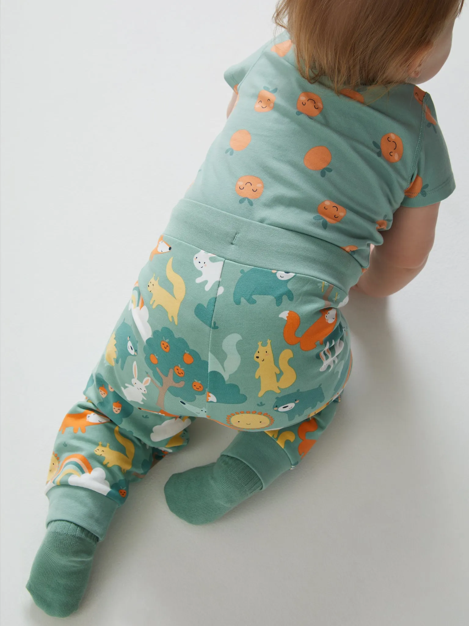 Short Sleeve Forest Animal Print Babygrow