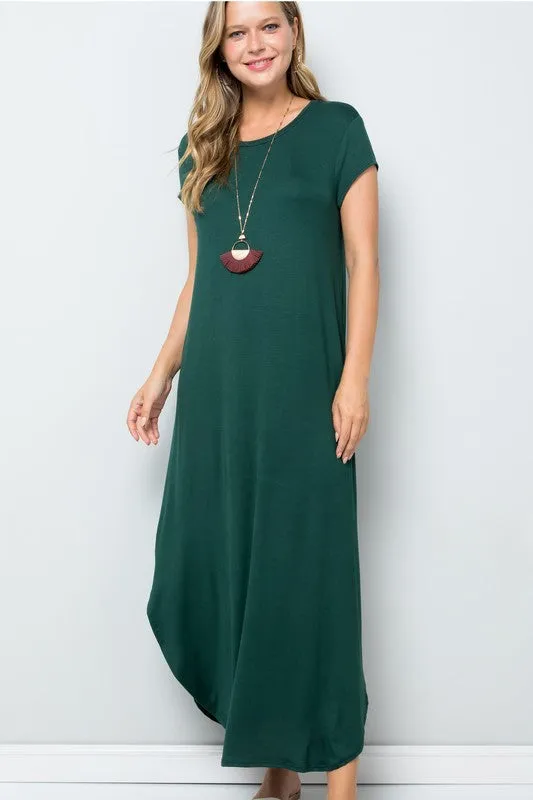 Short Sleeve Maxi Dress with Side Slit