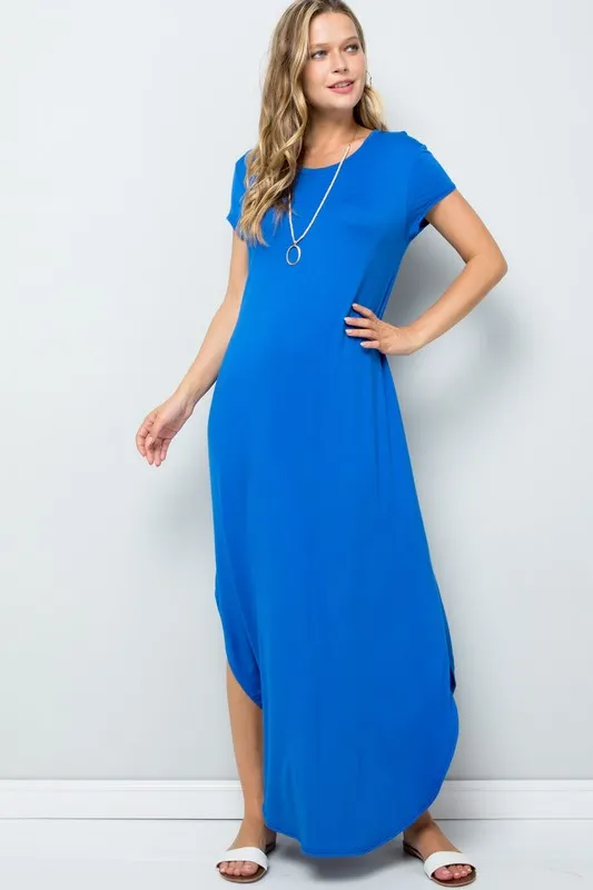 Short Sleeve Maxi Dress with Side Slit