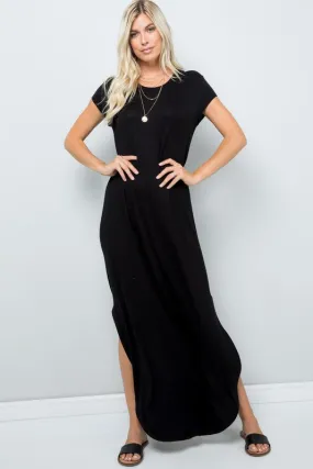 Short Sleeve Maxi Dress with Side Slit