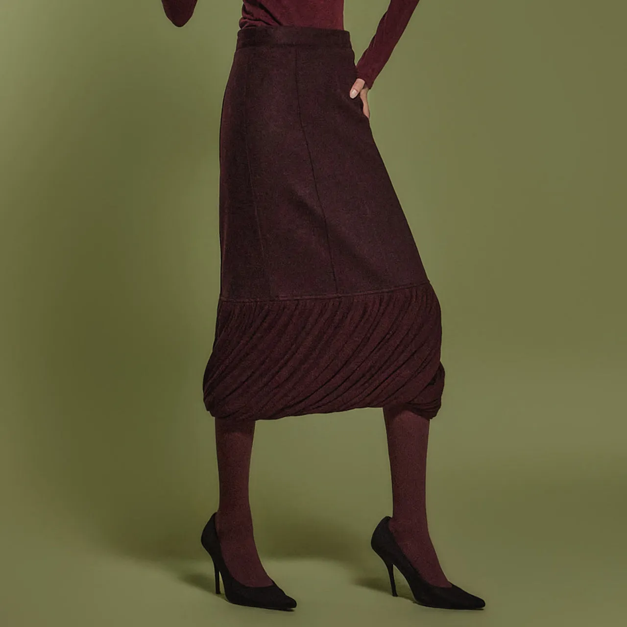 SK2841 wrinkle wool Skirt