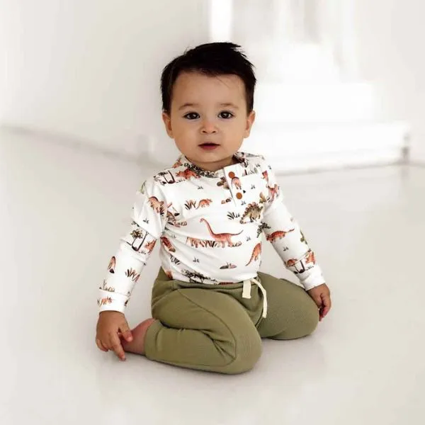 Snuggle Hunny Long Sleeve Bodysuit - Dino Organic