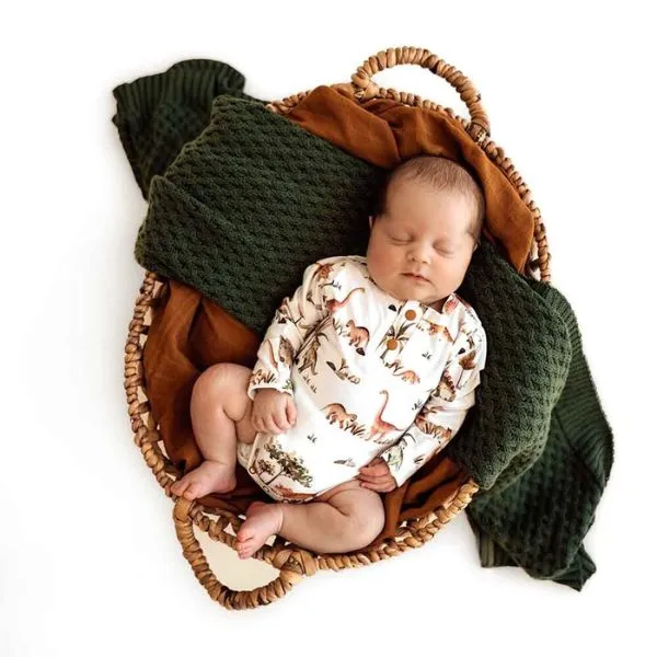 Snuggle Hunny Long Sleeve Bodysuit - Dino Organic