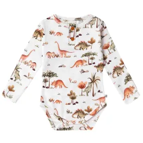 Snuggle Hunny Long Sleeve Bodysuit - Dino Organic