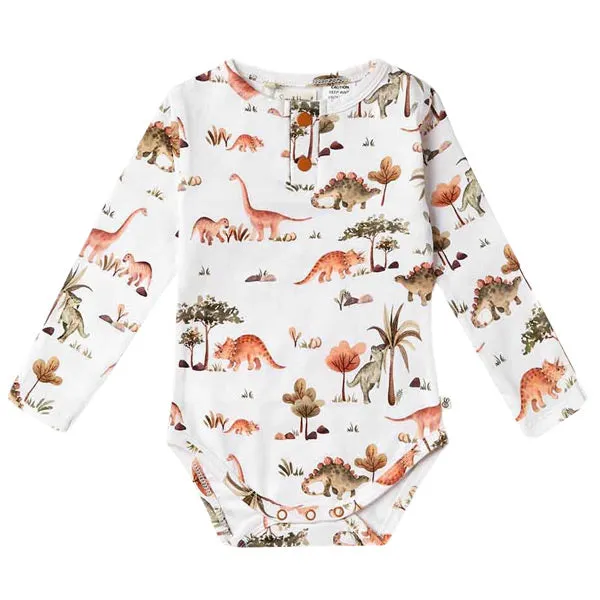 Snuggle Hunny Long Sleeve Bodysuit - Dino Organic
