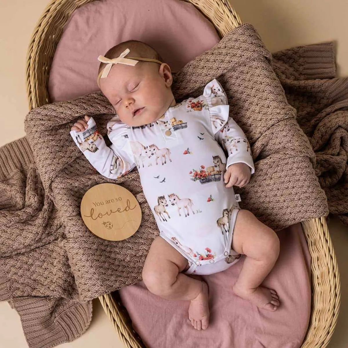 Snuggle Hunny Long Sleeve Bodysuit - Pony Pals Organic