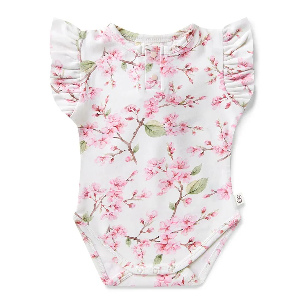 Snuggle Hunny SS Bodysuit W/ Frill - Cherry Blossom