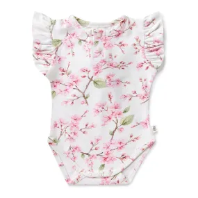 Snuggle Hunny SS Bodysuit W/ Frill - Cherry Blossom