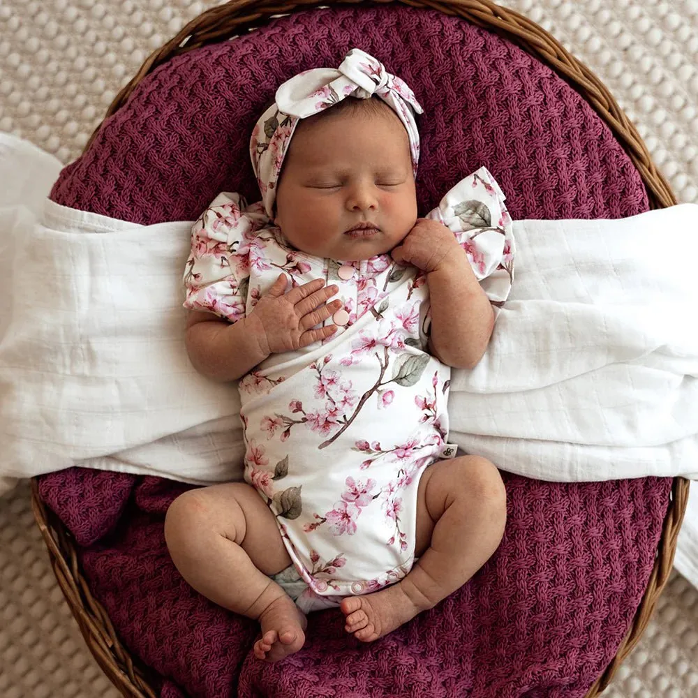 Snuggle Hunny SS Bodysuit W/ Frill - Cherry Blossom