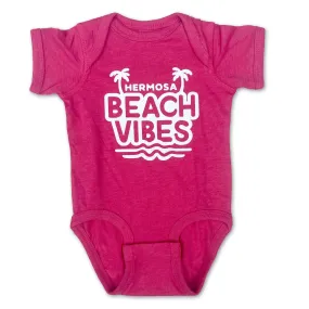 Sol Baby Hermosa Beach Vibes Vintage Pink Short Sleeve Bodysuit