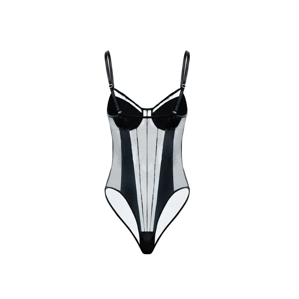 Spaghetti Strap Mesh Sheer White Bodysuits