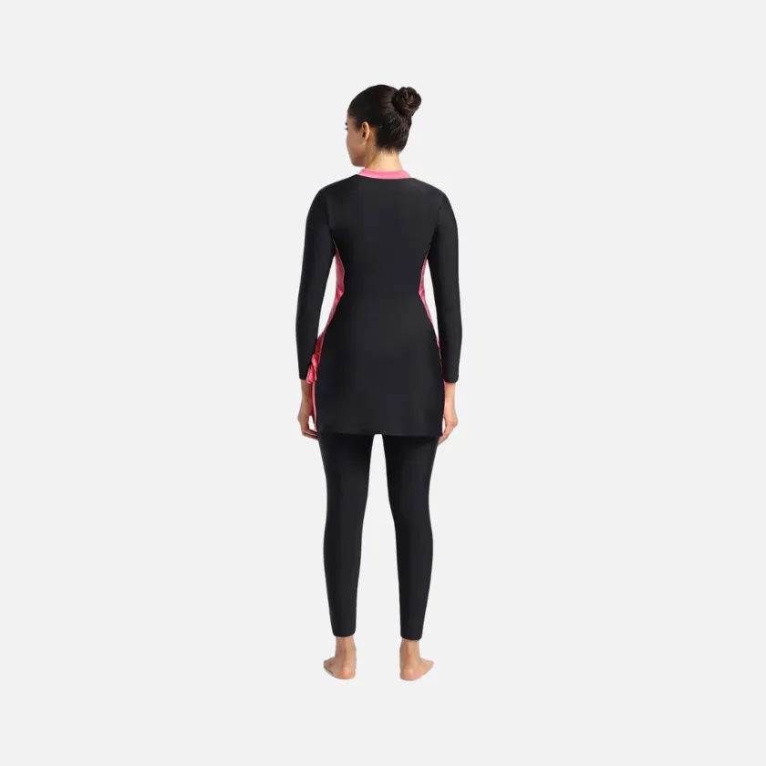 Speedo Two Piece Full Body Solid Women's Swim Suit -Black/Pink