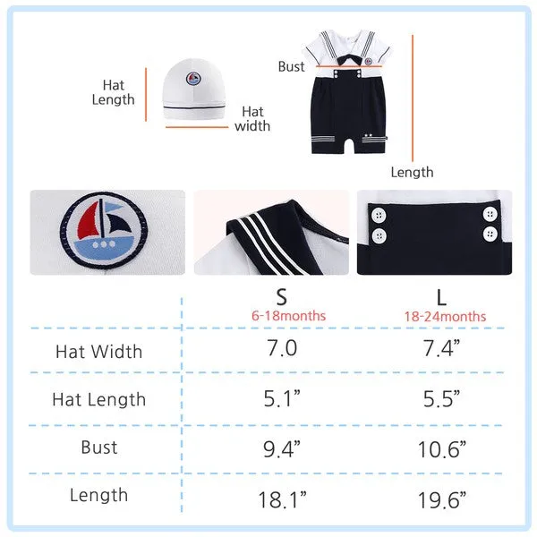 SS Marine Ribbon Baby Set (Bodysuit & Hat)