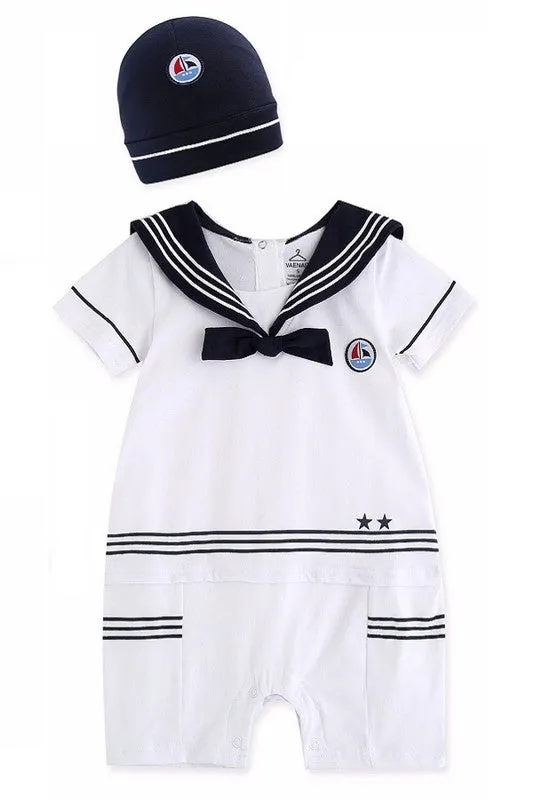 SS Marine Ribbon Baby Set (Bodysuit & Hat)