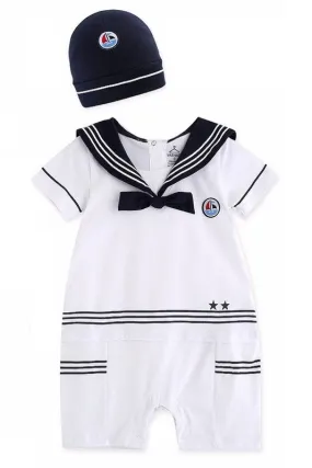 SS Marine Ribbon Baby Set (Bodysuit & Hat)