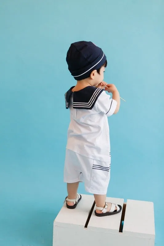 SS Marine Ribbon Baby Set (Bodysuit & Hat)