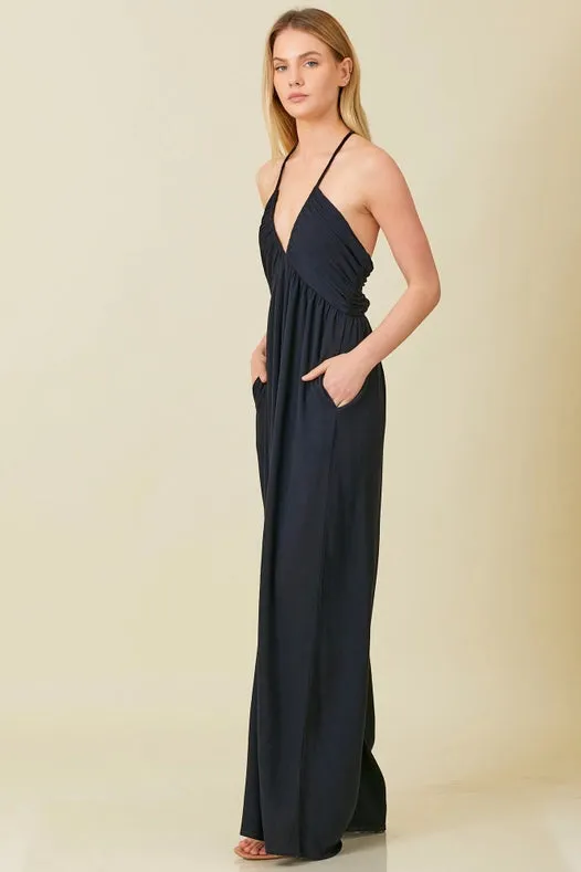 Strap Crossed Back Jumpsuit Black