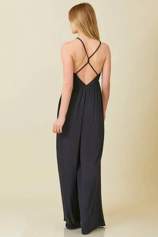 Strap Crossed Back Jumpsuit Black