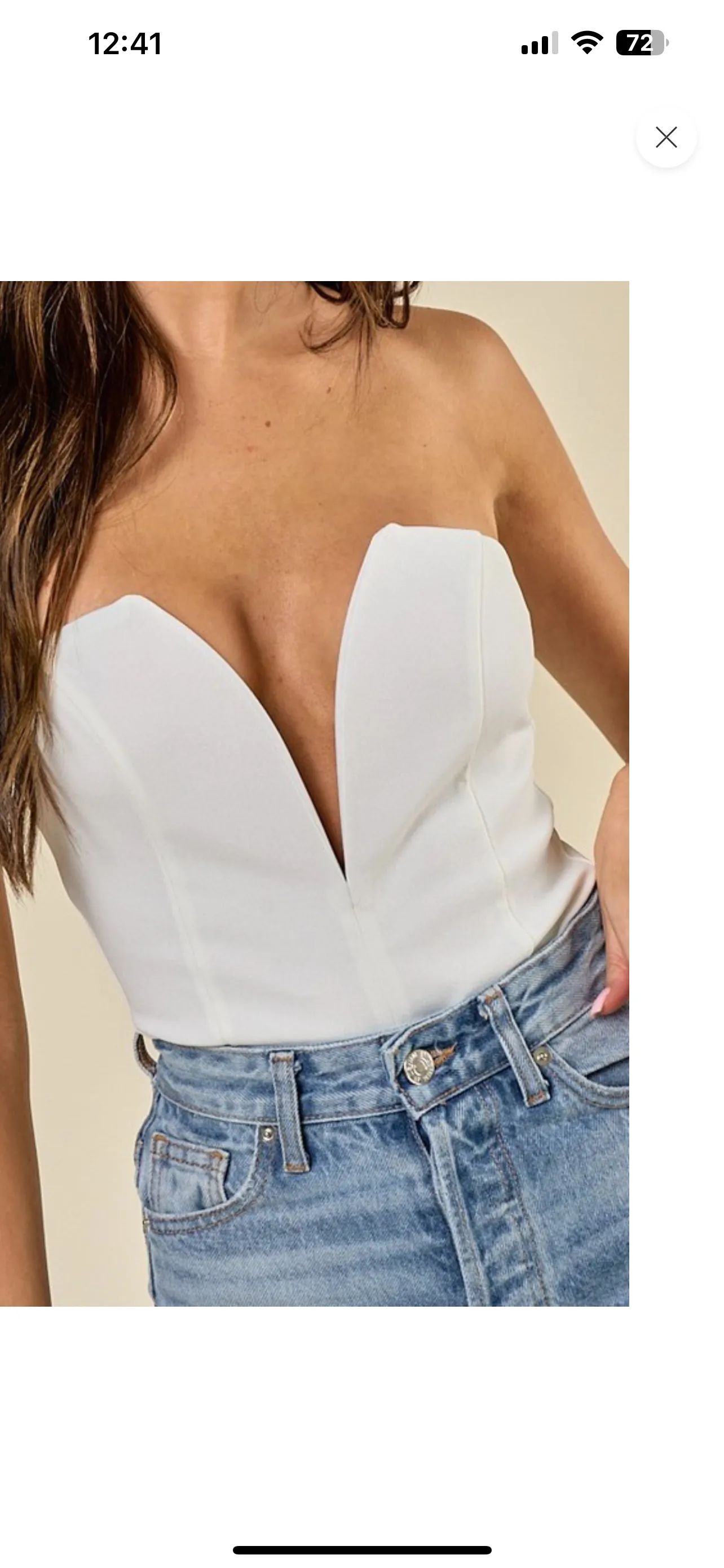 Strapless deep V neck bodysuit