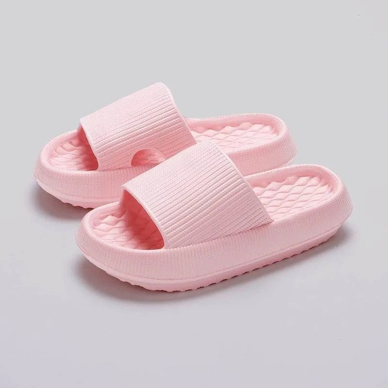Summer House Slippers: Rhombus Stripe Anti-Slip Comfort for Men and Women