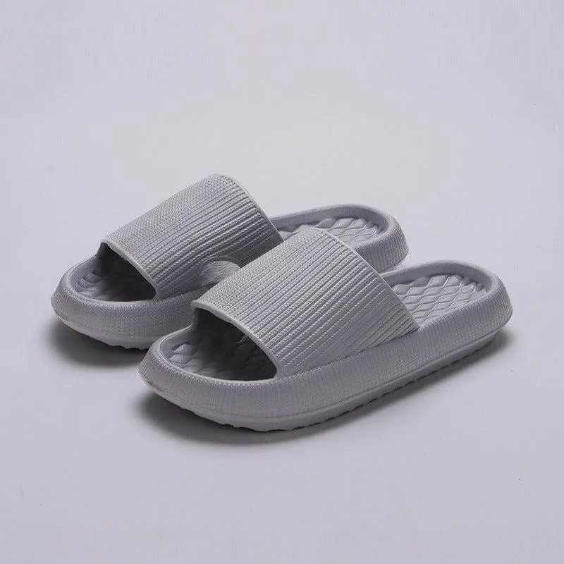 Summer House Slippers: Rhombus Stripe Anti-Slip Comfort for Men and Women