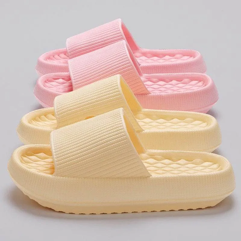 Summer House Slippers: Rhombus Stripe Anti-Slip Comfort for Men and Women