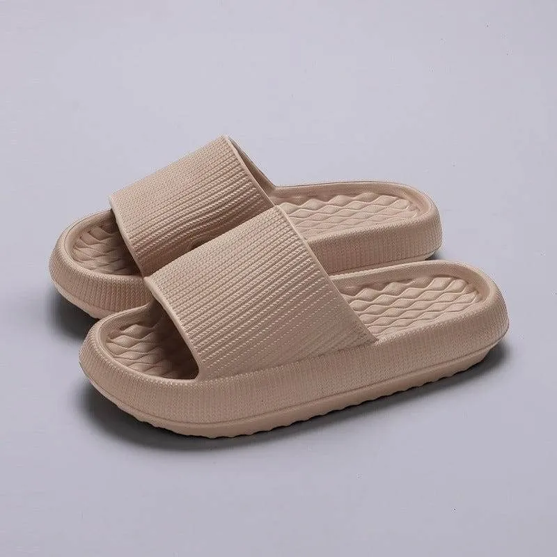 Summer House Slippers: Rhombus Stripe Anti-Slip Comfort for Men and Women