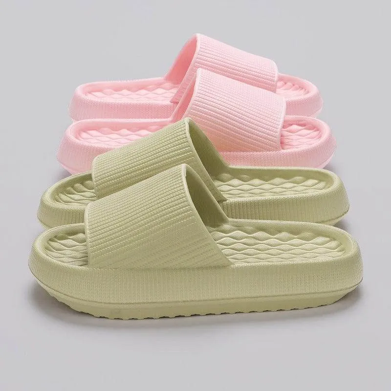 Summer House Slippers: Rhombus Stripe Anti-Slip Comfort for Men and Women