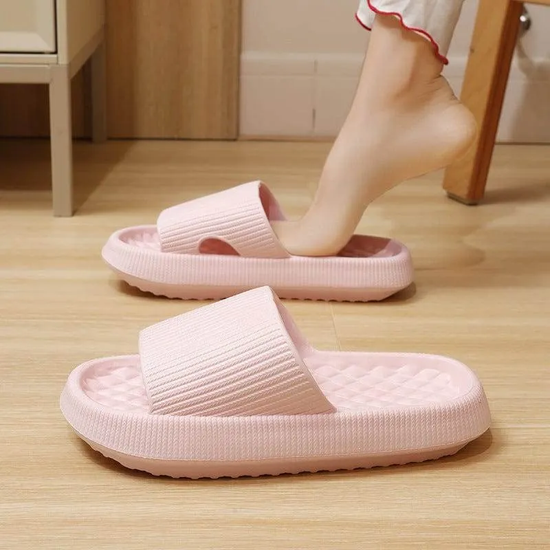 Summer House Slippers: Rhombus Stripe Anti-Slip Comfort for Men and Women