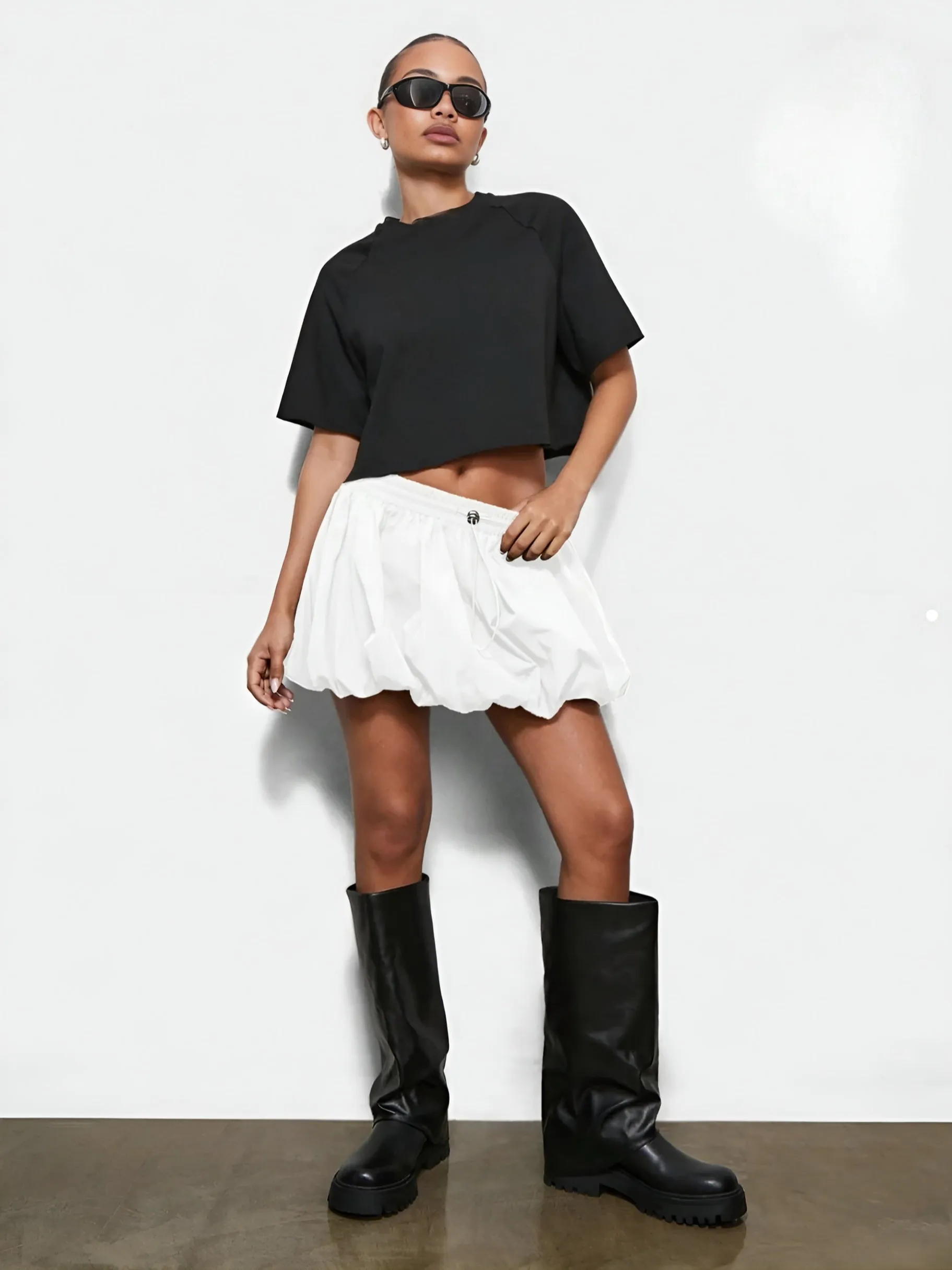 Tiffany Bubble Hem Mini Skirt - White