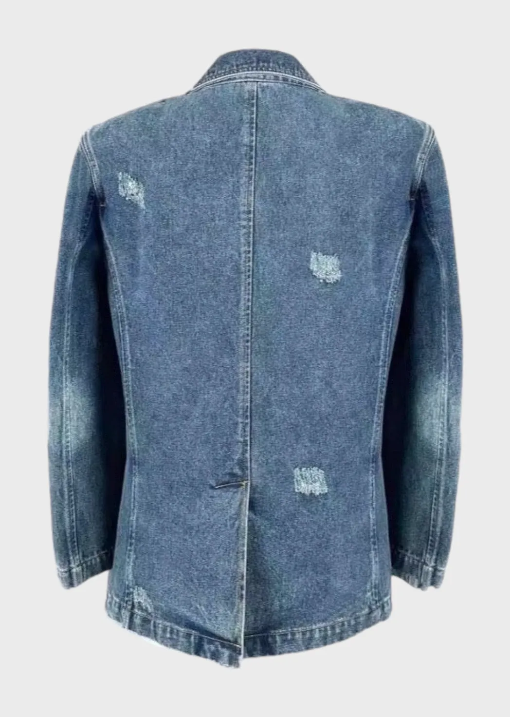 Tishala 3D Roses Decor Denim Blazer