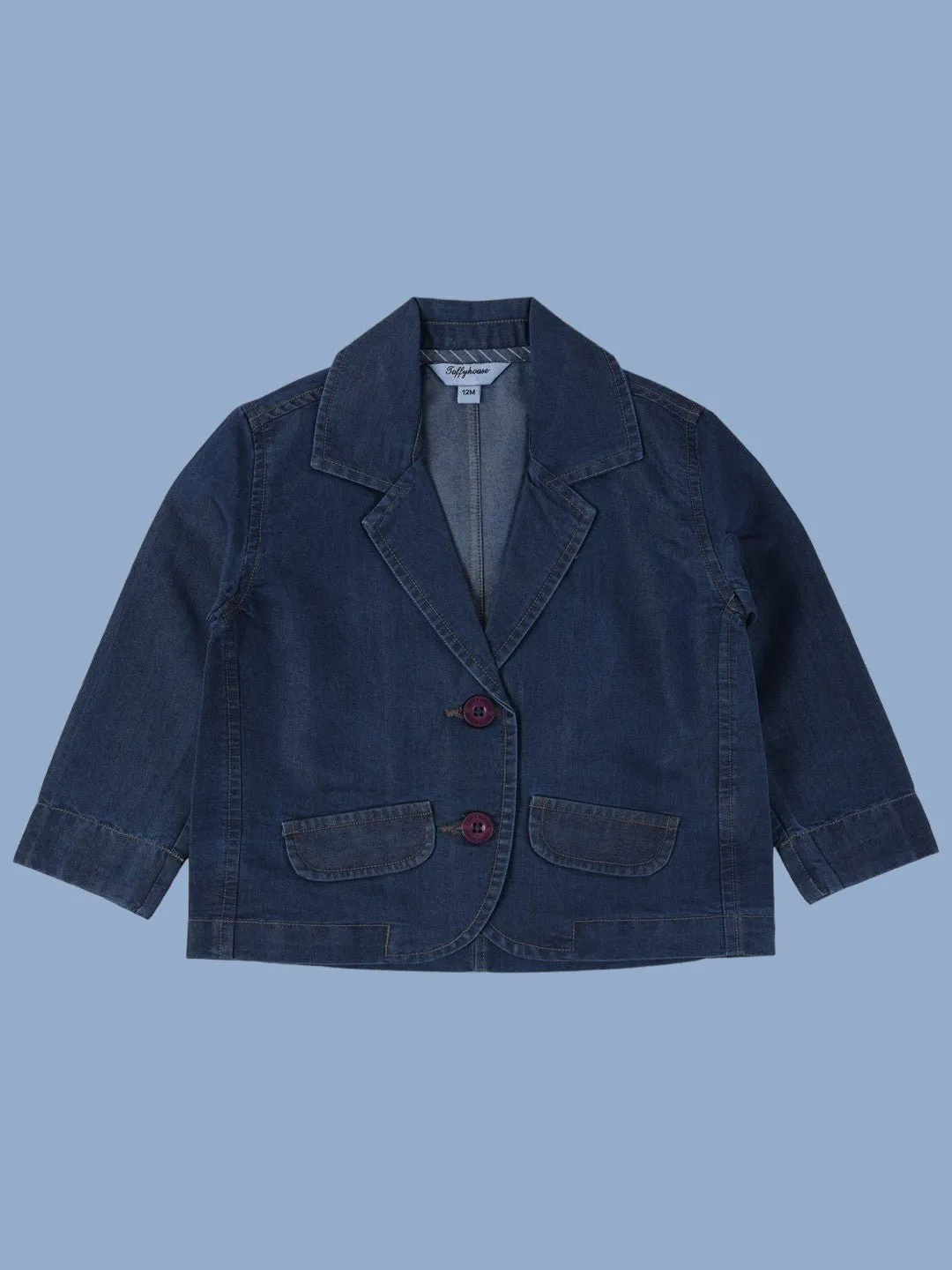 ToffyHouse Classic Indigo Corduroy Blazer with Patch Pockets