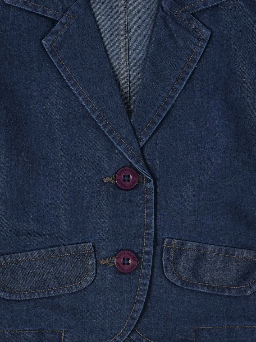 ToffyHouse Classic Indigo Corduroy Blazer with Patch Pockets