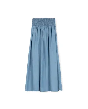 Tween Denim Smocked Waisted Maxi Skirt