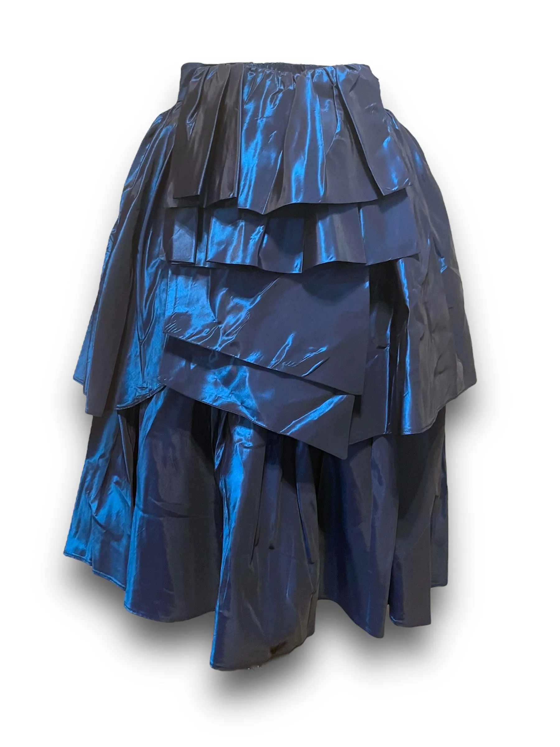 Vintage 1980’s Cathy Hardwick Blue Metallic Taffeta Bustled Skirt