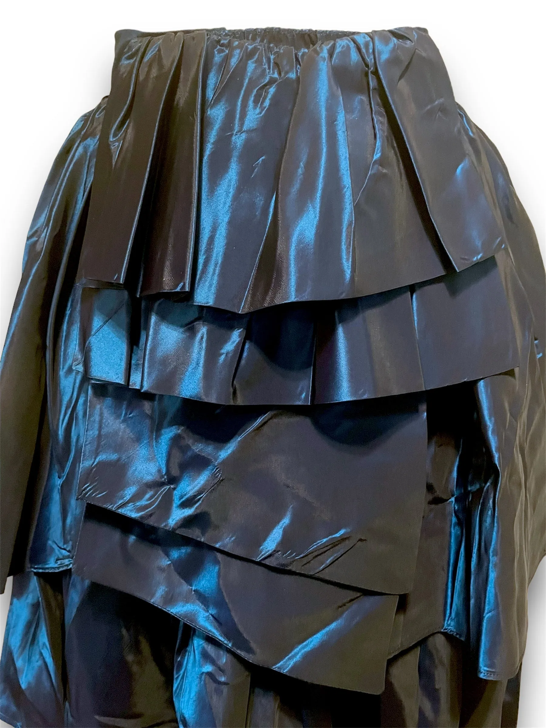 Vintage 1980’s Cathy Hardwick Blue Metallic Taffeta Bustled Skirt
