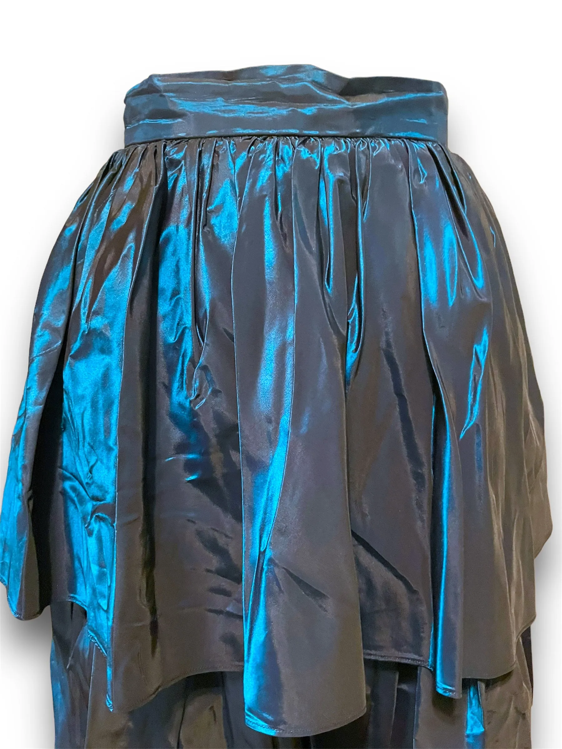 Vintage 1980’s Cathy Hardwick Blue Metallic Taffeta Bustled Skirt
