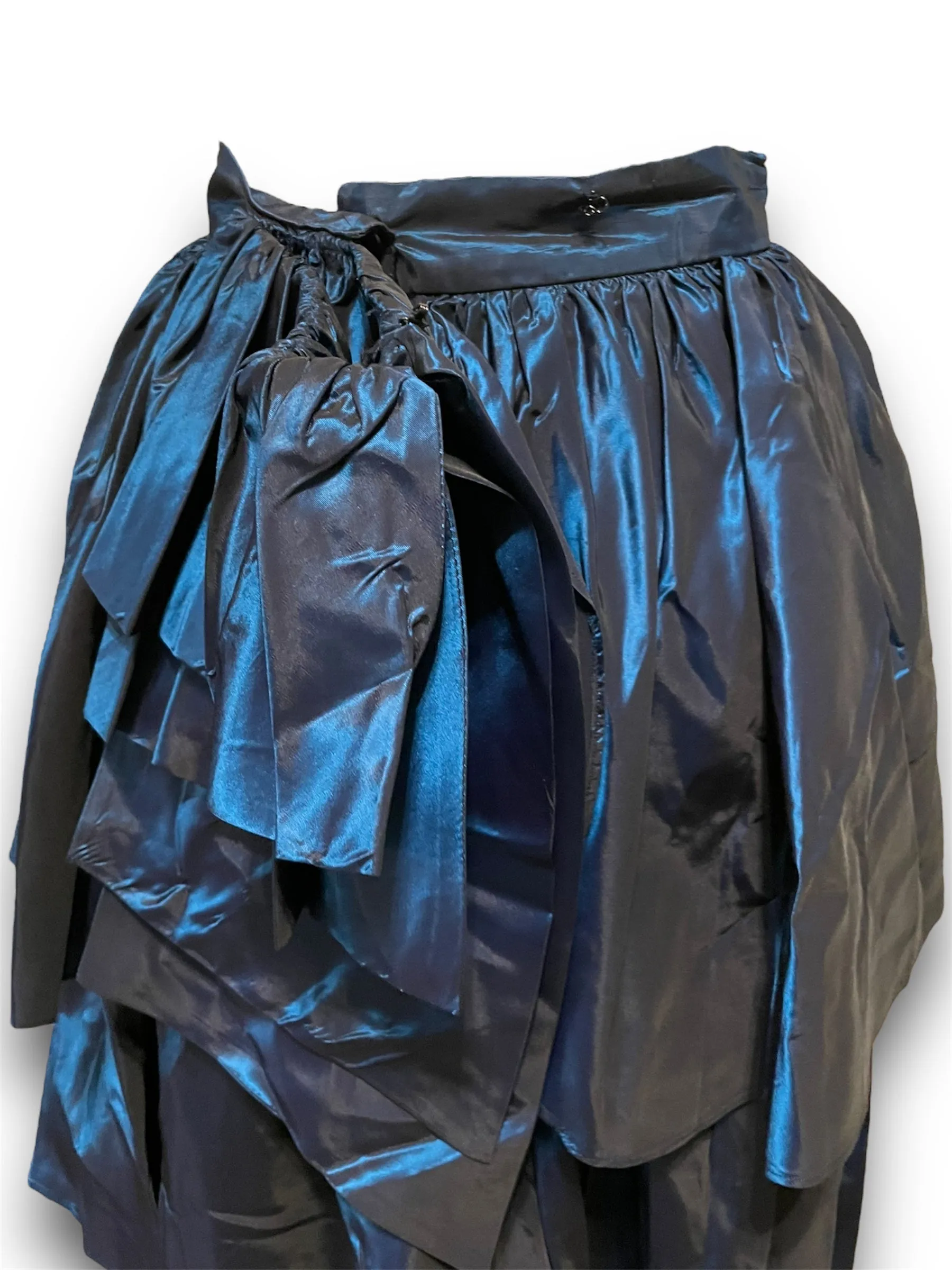 Vintage 1980’s Cathy Hardwick Blue Metallic Taffeta Bustled Skirt
